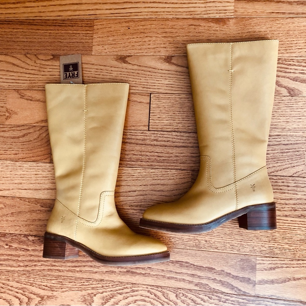 Frye Camryn Tall Pull On Boots light yellow "banana" leather Women’s Size 8 NWT - Picture 16 of 16